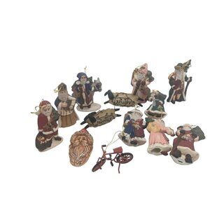 13 PC Lot Of Hand Painted Porcelain Christmas Ornaments.